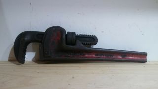 Vintage Rigid Heavy Duty 18 " Pipe Wrench Red Antique Adjustable Tool