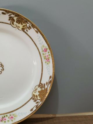 NIPPON Raised Porcelain ANTIQUE Hand Painted Gold Gilt Plates Set of 2 6  W 3