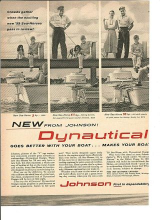 Vintage 1958 Johnson Sea - Horse 3 Hp - V - 50 Outboard Motors Ad,  2 - Pg.