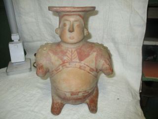 Vintage Mexico Terracotta Clay Pottery Statue Mayan Aztec Rare Figure 10.  5 Inch