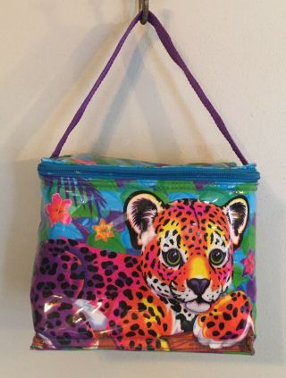 Vintage Lisa Frank Leopard Zippered Lunchbox Lunch Bag Rain Forest Tiger Rare