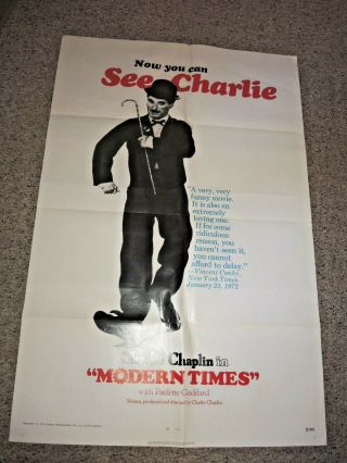 Vintage Movie Poster 1972 R Charlie Chaplin Modern Times 1 Sheet