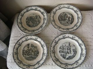 Rrr Rare 4 Antique French Porcelain Plates Choisy - Le - Roi Medailles Jeanne D 