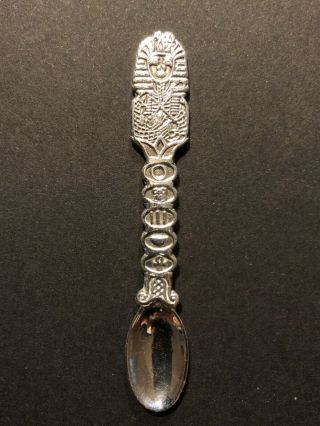 Sterling Silver Salt Spoon 925,  King Tut Mummy Egypt,  2 3/8 In,  5g