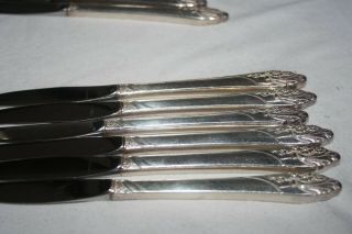 Oneida Community Silver Plated Flatware " Evening Star " (6) Grille Knives 8.  5 "