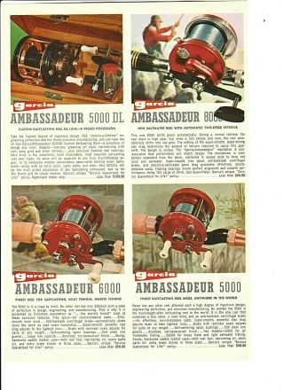 Vintage 1964 Garcia Ambassadeur Reels 5000dl,  8000,  6000,  5000,  Abu - Matic 170