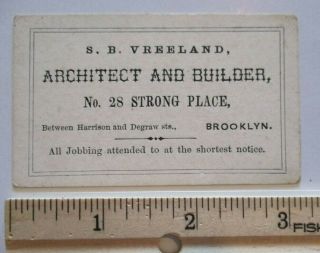 Rare Ca.  1865? Civil War Era Brooklyn Business Card Vreeland Architect Builder