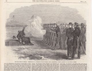 1862 Antique Engraving - Civil War - Execution Of A Deserter In Federal Camp