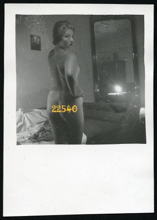 Nude Girl In Bedroom,  Mirror Reflection,  Vintage Fine Art Photograph,  1940 