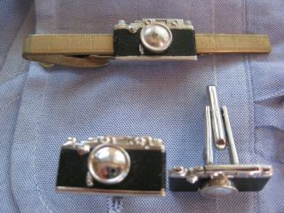 Vintage Kodak Camera Tie Bar And Cuff Links