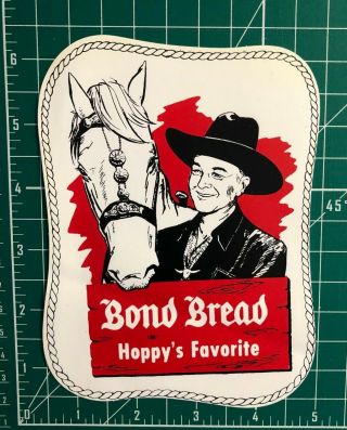 Hopalong Cassidy Rare Rubber 1950s Window Decal Bond Bread Hoppy 