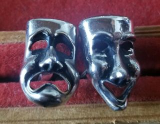 Vintage Pair Swank Comedy Tragedy Laugh Now Cry Later Theater Masks Cufflinks