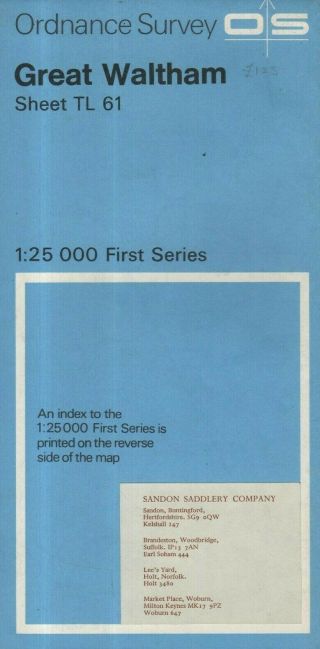 Os 1.  25 Maps - Great Waltham,  Essex - Sheet Tl 61 (1959) - Mashbury - Chignall
