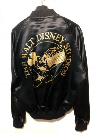 Rare 80s Vintage Mickey Mouse Walt Disney Studios Bomber Style Satin Jacket Euc