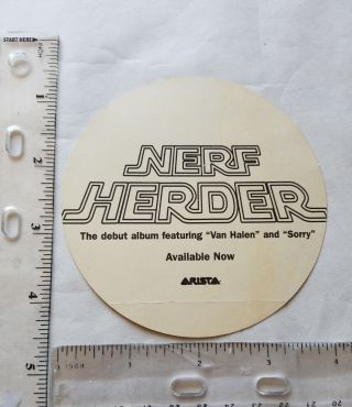 NERF HERDER 4 INCH Round Sticker Promo Rare 90s Van Halen Star Wars Punk 2