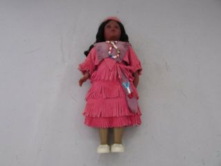 Vintage 7 " Indian Native American Moving Eyes Leather Dress With Baby