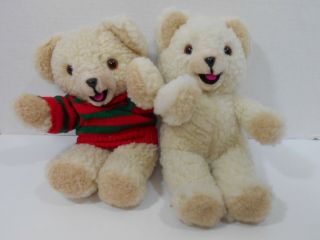 2 Vtg Snuggles Plush Stuffed 11 " Bears Russ Berrie Sweater Lever Bros.  Brand Guc