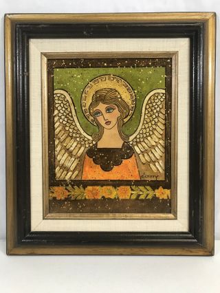 Vintage Oil Painting On Wood 8 " X 10 " Matted Framed Signed Possibly Acrylic