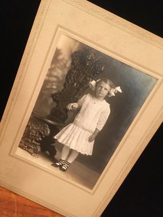 Antique / Vintage Cabinet Photo Young Girl In White Dress