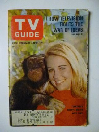 Los Angeles April 1 1967 Tv Guide Daktari Cheryl Miller Cat Loggia Green Hornet
