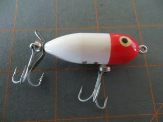 Vintage Heddon Tiny Torpedo - Red & White - 2 Inch