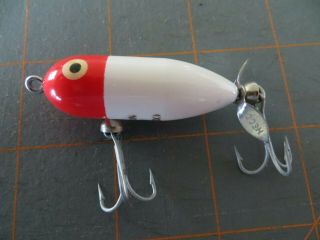 Vintage Heddon Tiny Torpedo - Red & White - 2 inch 2