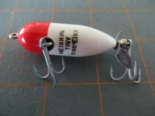 Vintage Heddon Tiny Torpedo - Red & White - 2 inch 3