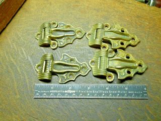 Set Of 4 Fancy Ornate Antique Ice Box Door Hinges,  2 Are 3/8 " Offset & 2 Flat