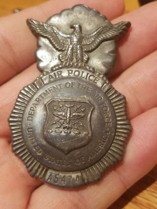 Obsolete Vintage Us Department Of The Air Force Security Police Badge Rare