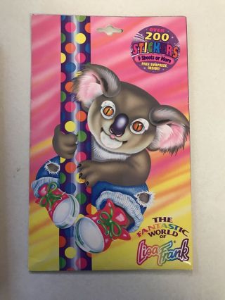 Vtg 1990 Lisa Frank Rare Koala Sticker Tote 200 Stickers 9 Sheets