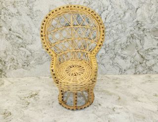 Large Doll Size Chair - Peacock - Wicker - Natural - 8.  5 Inches Tall