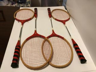 Rare Vintage Hi - Spede Badminton Racket Racquets Set Of 4