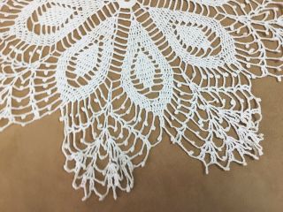 Vintage Hand Crocheted Doily,  Round,  Flower Design,  Cotton,  Antique White 3