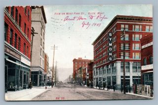 Butte Mt West Park Street Antique Postcard