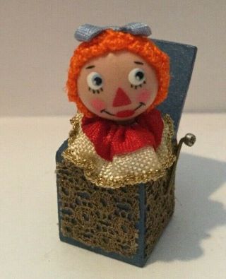 Vintage Raggedy Ann Doll Jack In The Box Mini Toy Dollhouse Miniature