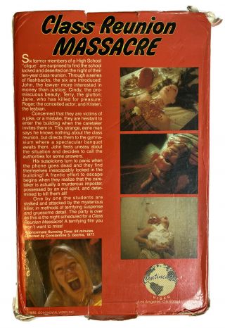 Class Reunion Massacre VHS Continental Video Big box Complete RARE HORROR 2