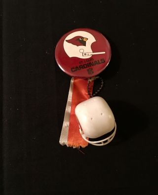 Vintage St.  Louis Cardinal Pinback Button With Ribbons And Plastic Helmet - Rare