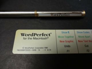 Rare Wordperfect Ball Point Pen And Mac Keyboard Command Strip Word Perfect Over