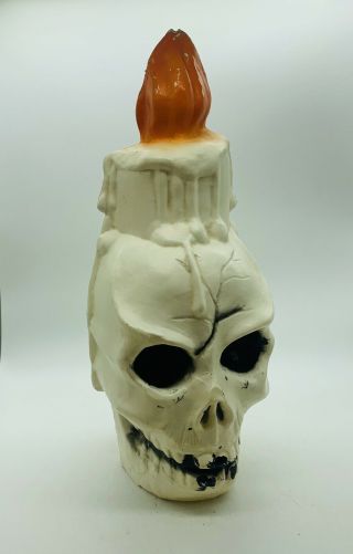 Vintage Halloween Skeleton Skull Head Decoration Blow Mold Plastic Ornament Rare