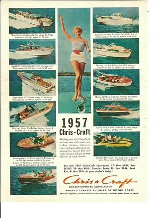 Vintage 1957 Chris - Craft Showboats,  Comet To Constellation,  Color Ad