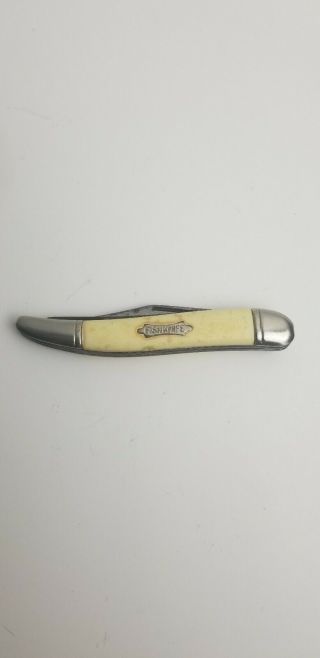 Vintage Antique Hammer Pearl Brand Single Blade Toothpick Pocket Knife Fish Usa