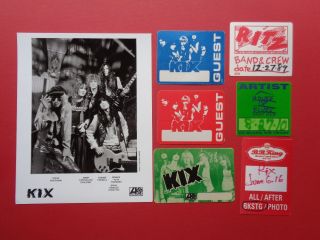 Kix,  1 Promo Photo,  6 Rare Backstage Passes,  Rare Originals