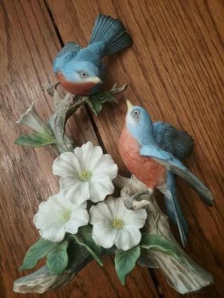 Vintage Homco Classic Porcelain Springtime Song Blue Birds 1991 Rare