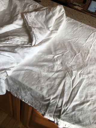 Vtg Twin Duvet Cover /feather Bed? Cover White Thick Cotton Fabric 72x48 Set 2