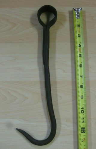 Vintage Antique Meat Butcher Hook Hand Forged Cast Iron Primitive 13 1/2 " Tall