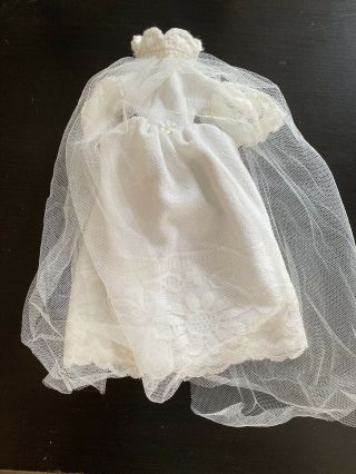 Barbie Doll Sized White Wedding Gown / Dress Vintage 1960 
