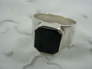 Vintage Sterling Silver & Black Onyx Ring Size 7.  5
