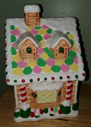 Rare Vintage 1987 ENESCO Designed Giftware Gingerbread Candy House Cookie Jar 2