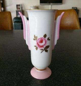 Rare Antique Noritake Art Deco Pink Rose Vase Gold Flower Gilted 1920s