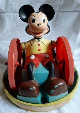 Walt Disney Productions Marx Toys Mickey Mouse Krazy Kar - Rare 1960 